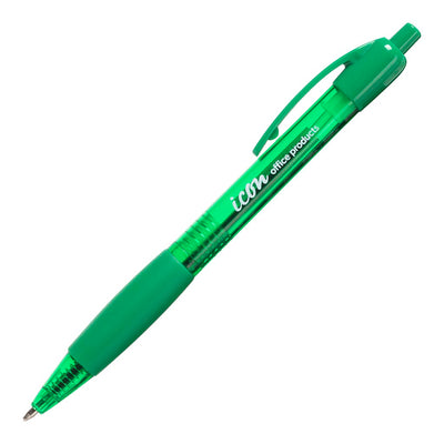 Green - Icon Retractable Ball Pen with Grip