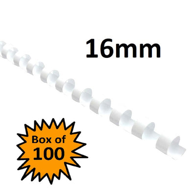 White 16mm - Binding Coils (Box of 100)