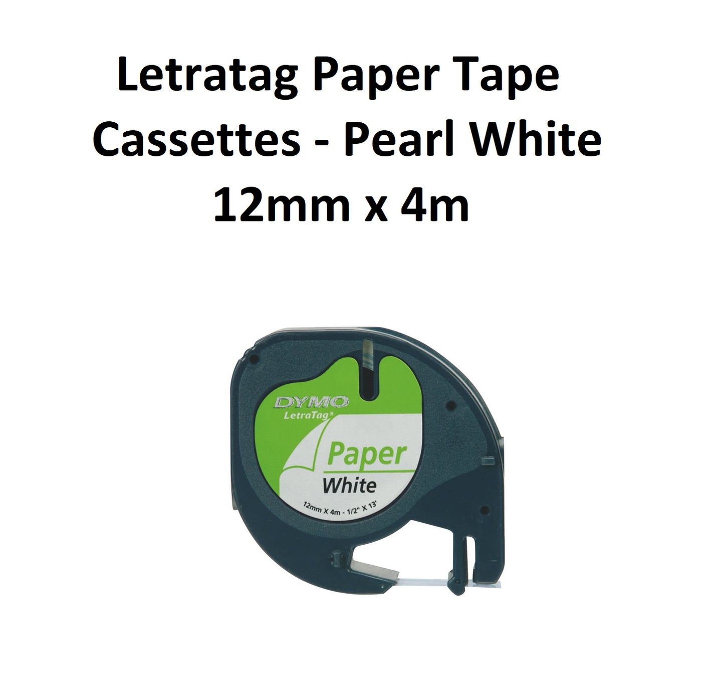 Pearl White Paper - 12mm x 4M Dymo Letratag Label Tape (Single)