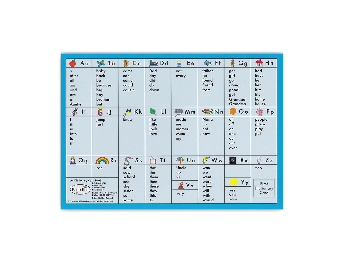Dictionary Cards