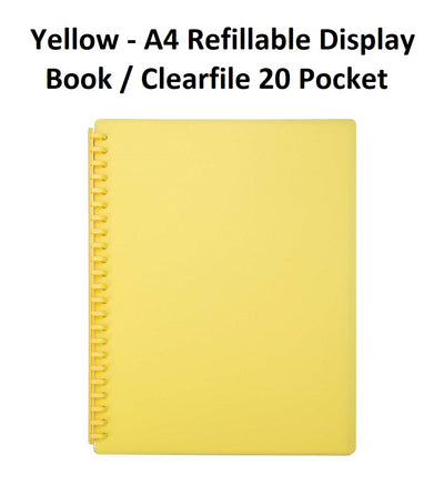 Yellow - A4 Refillable Clearfile 20 Pocket
