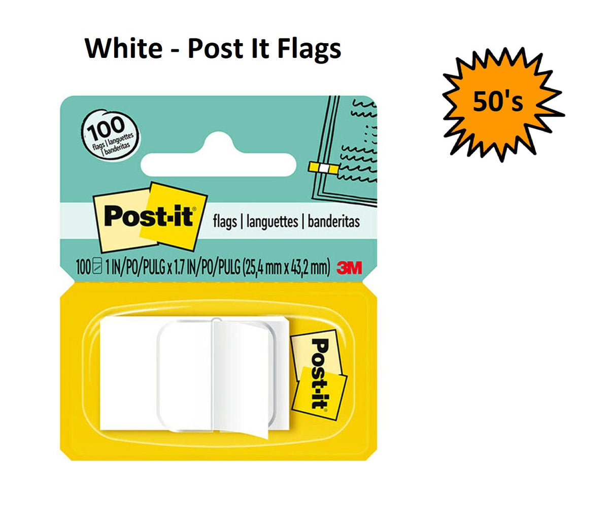 White - Post It Flags 680 (Pack of 50 sheets)