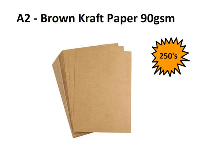 A2 - Brown Kraft Paper Sheets 90gsm 250's