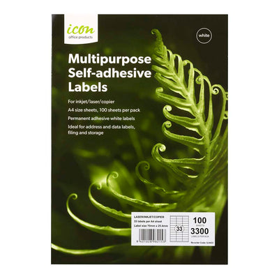 Icon Brand General Copier Labels - 33 Per Sheet 100 sheets