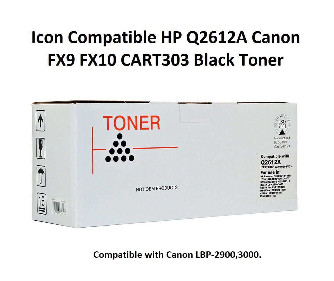 Icon Compatible HP Q2612A/Canon CART303 Black Toner Cartridge