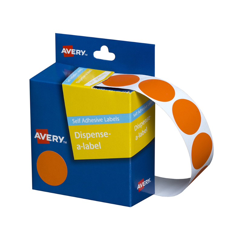 Orange 24mm - Coloured Dots Label Dispenser