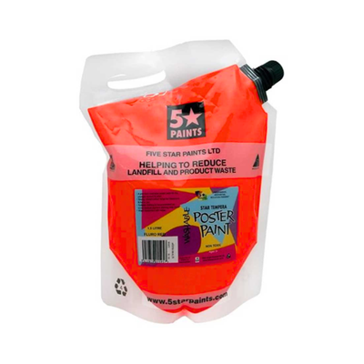 Fluoro Red 1.5L - Star Tempera Paint Pouch