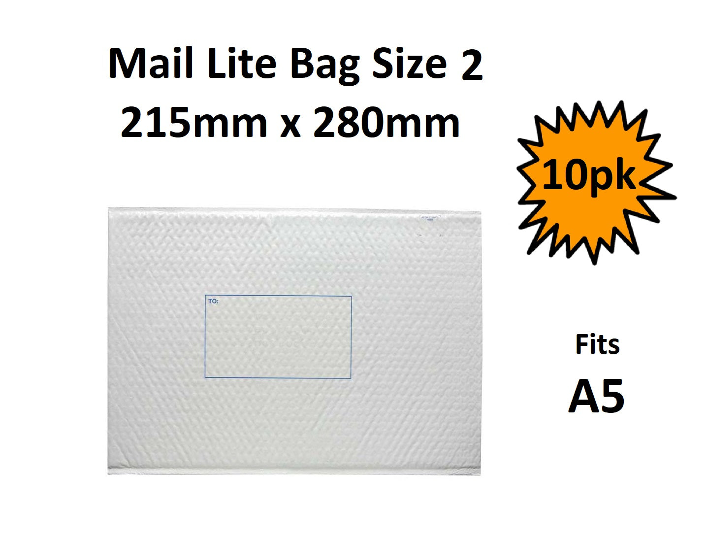 Mail Lite Bag Size 2 Packet 10 215mm x 280mm (Fits A5)