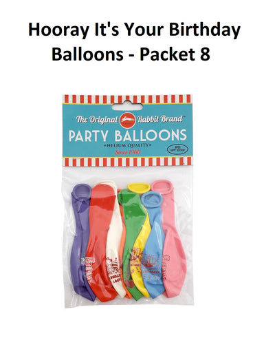 Hooray It's Your Birthday - Balloons (Pack of 8)