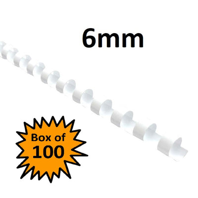 White 6mm - Binding Coils (Box of 100)