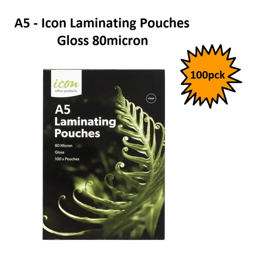 A5 Laminating Pouches - Gloss 80 micron - Pack of 100