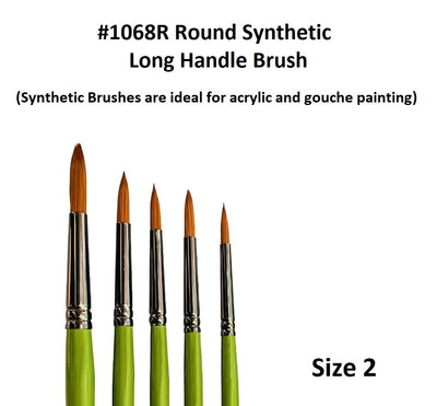 Size 2 - Synthetic 1068 Long Handle Brush - Round