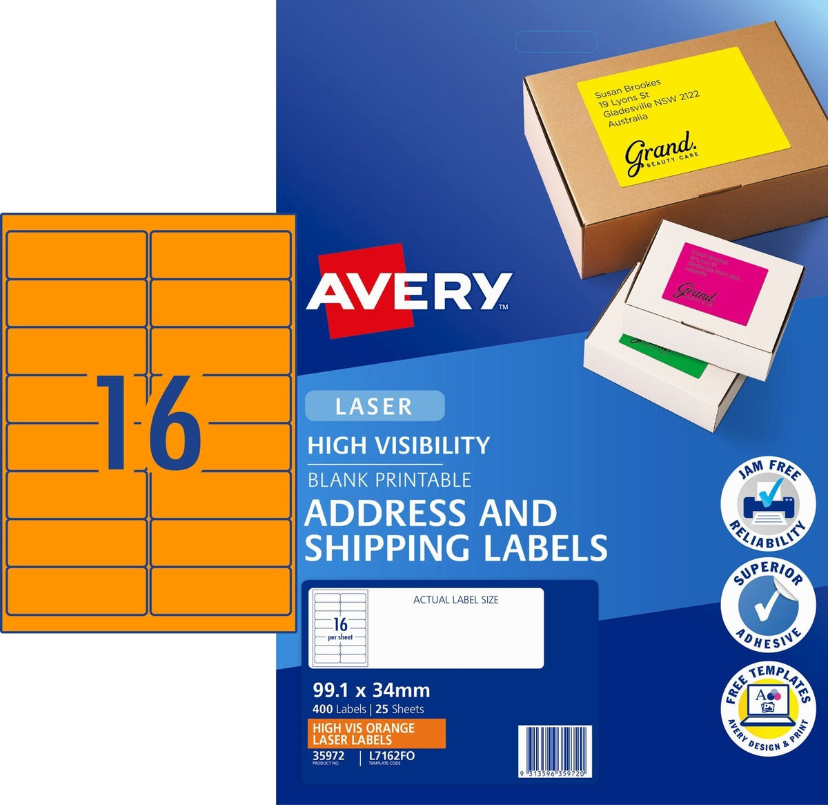 Fluoro Orange - Fluoro Labels 16 Per Sheet 25 sheets