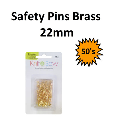 Safety Pins - Brass 22mm (50pcs)