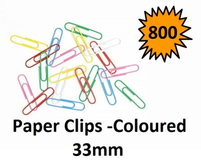 Paper Clips - 33mm Coloured (Pack of 800)