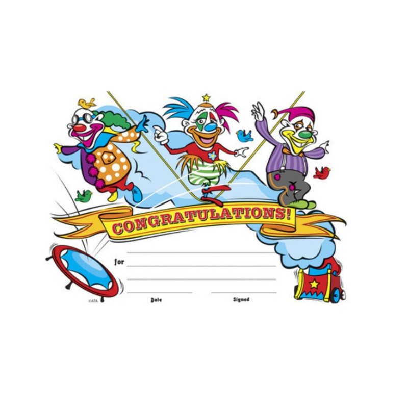 Clowns Congratulations - Certificates (Pack of 35)