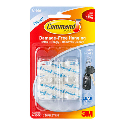 Command Hooks - Mini Clear (Pack of 6)