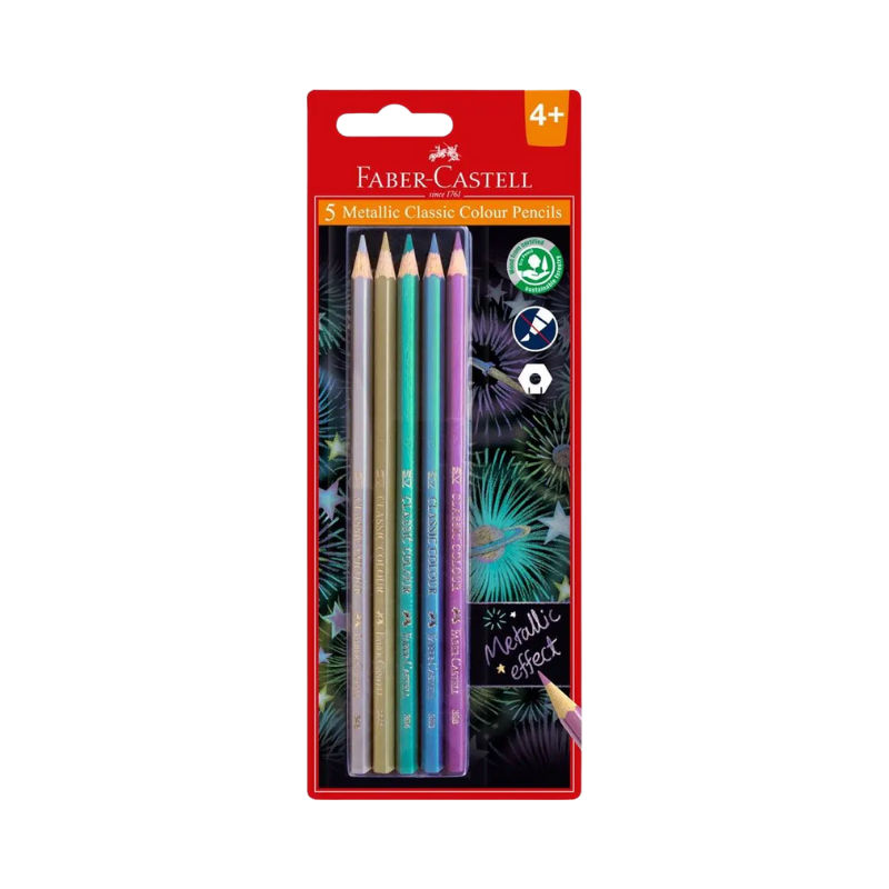 Faber Castell Classic Metallic Colour Pencils - 5's