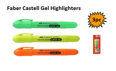 Faber Castell Gel Highlighters - Assorted Pack of 3
