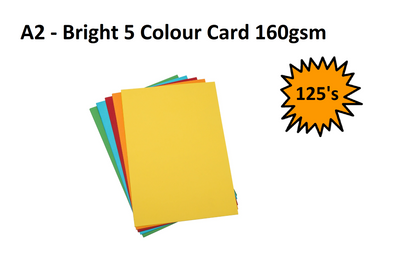 A2 - Bright 5 Colour Card 160gsm - 125's