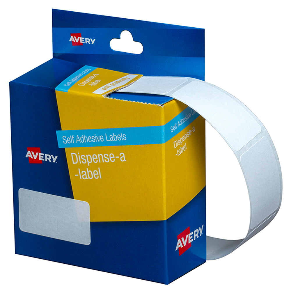 19 x 36mm - White Rectangle Labels Dispenser - 450's