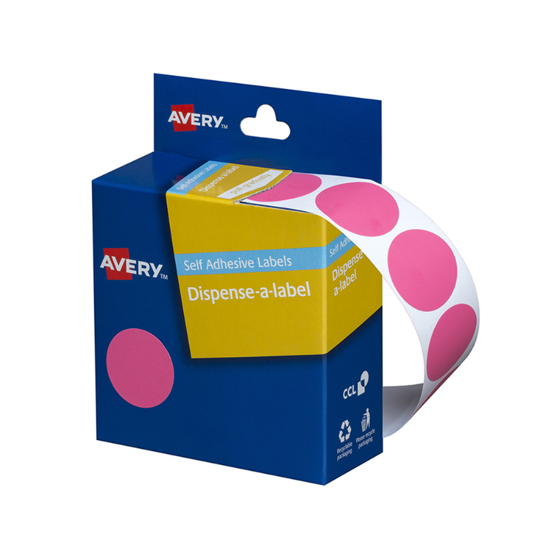 Pink 24mm - Coloured Dots Label Dispenser