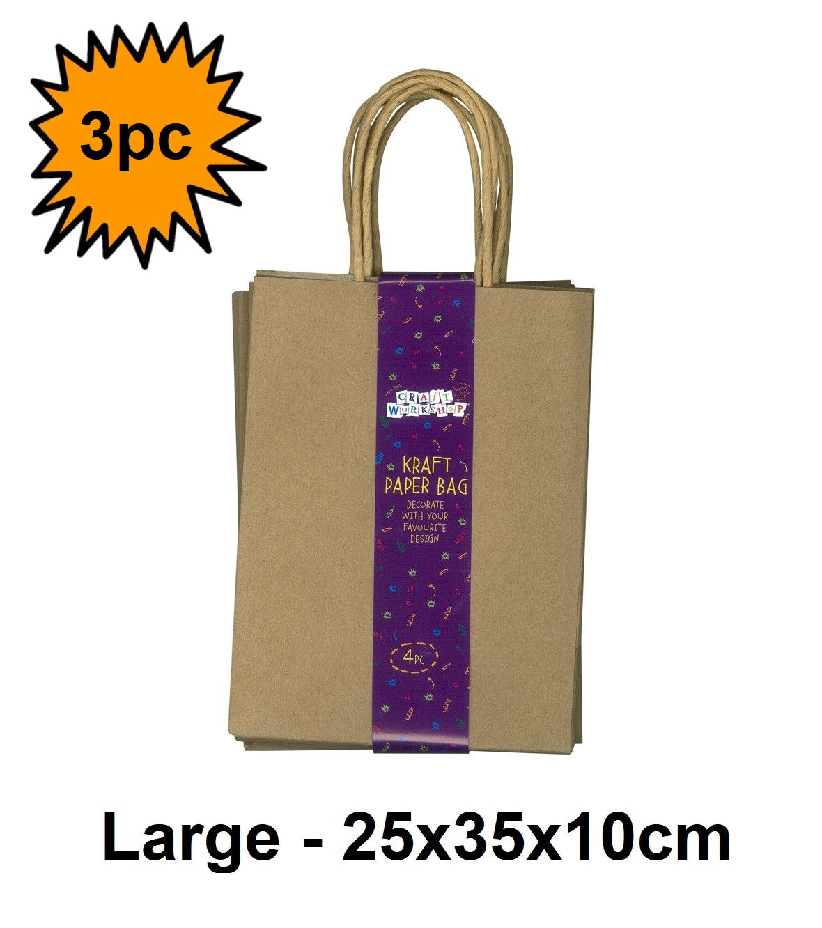 Large - Craft Kraft Bags - 3pcs