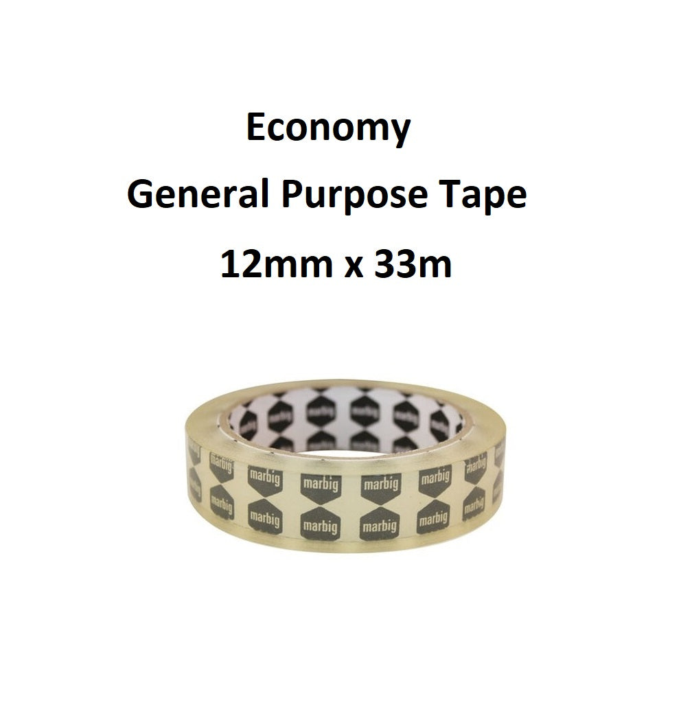 Economy General Purpose Tape 12mm x 33m - single