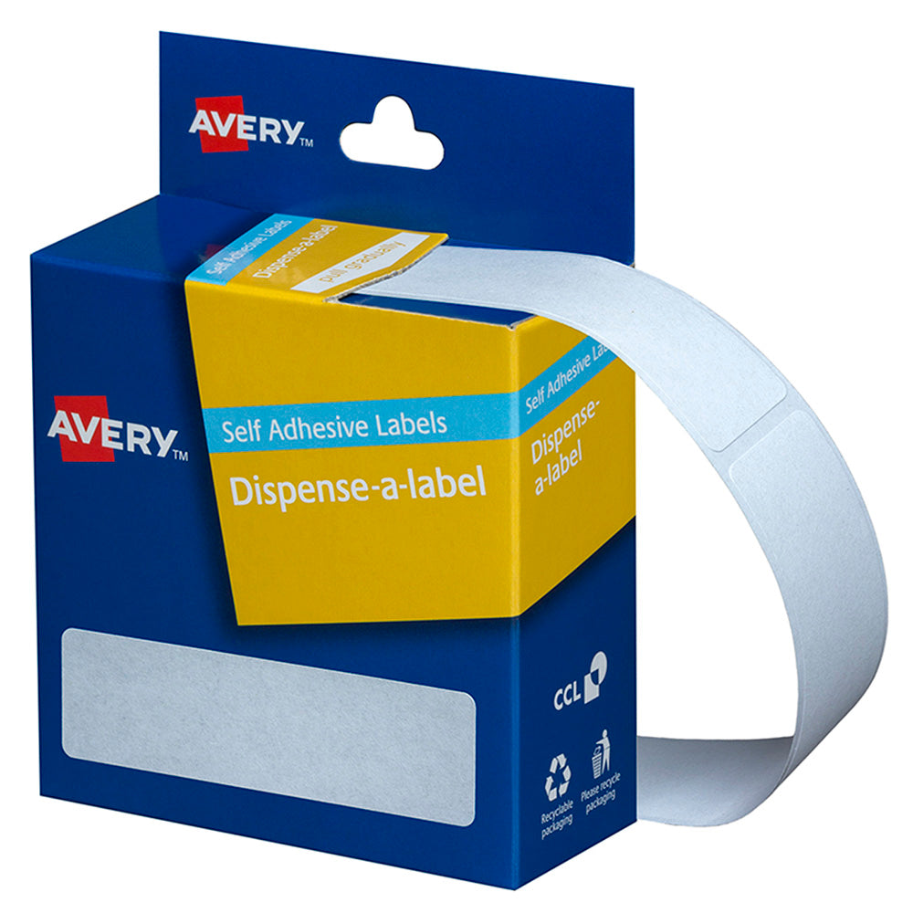 19 x 64mm - White Rectangle Labels Dispenser - 280's