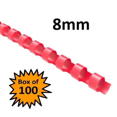 Red 8mm - Binding Coils (Box of 100)