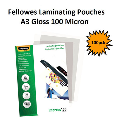 A3 Laminating Pouches - Gloss 100 micron - Pack of 100