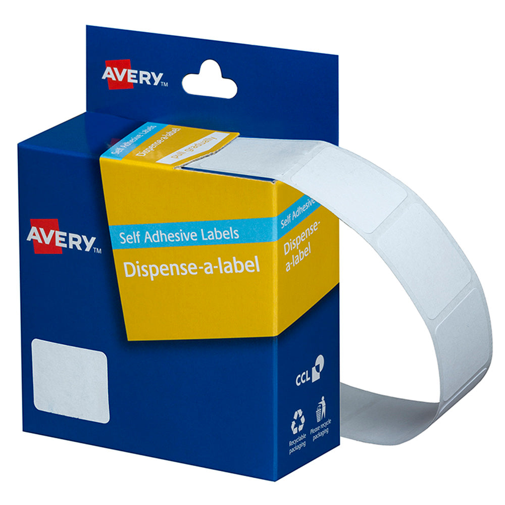 19 x 24mm - White Rectangle Labels Dispenser - 650's