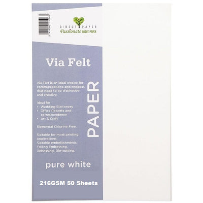 Pure White - A4 Via Felt 216gsm - 50's