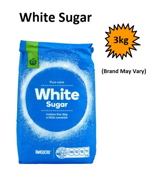 Sugar 3Kg Bag (Brand May Vary)