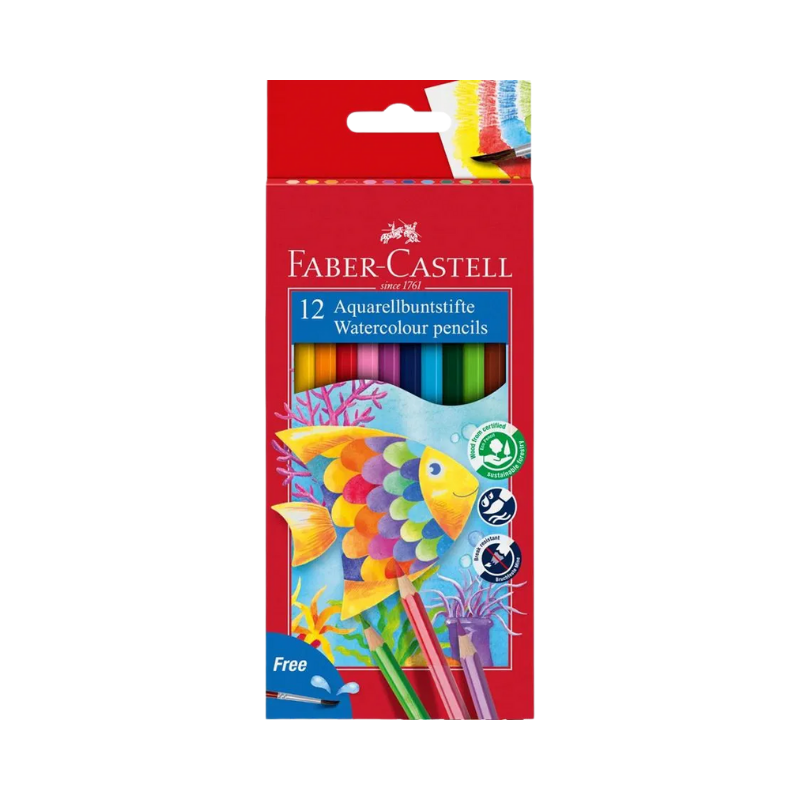 Faber Castell Classic Watercolour Pencils - 12's Full Size