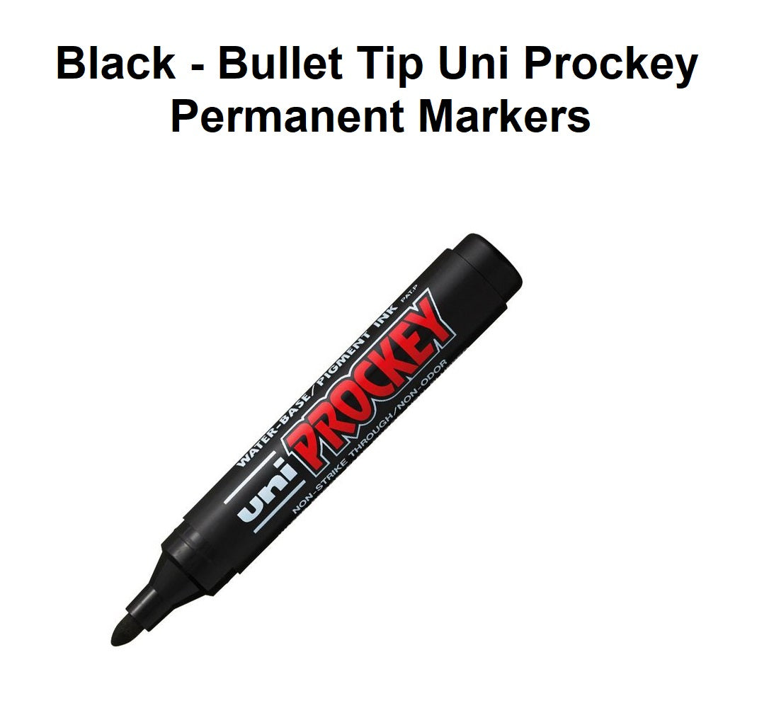 Black - Bullet Tip Uni Prockey Permanent Markers