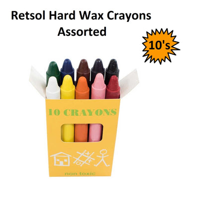 Retsol Hard Wax Crayons - Assorted 10's