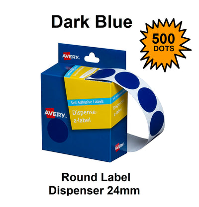Dark Blue 24mm - Coloured Dots Label Dispenser