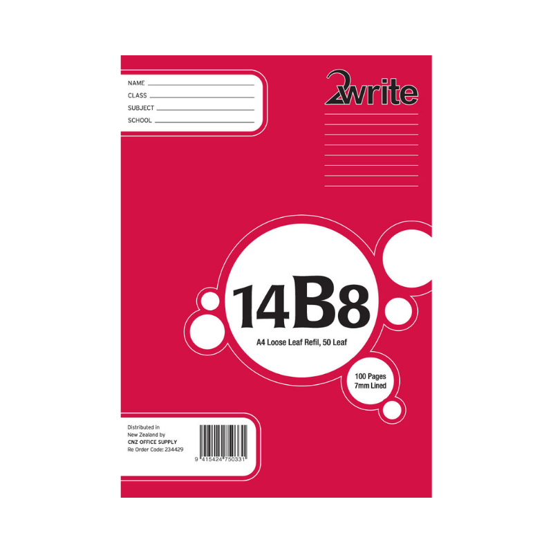 14B8 - A4 Loose Leaf Refill - 7mm Lined