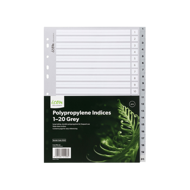1-20 Tab - Polyprop Indices