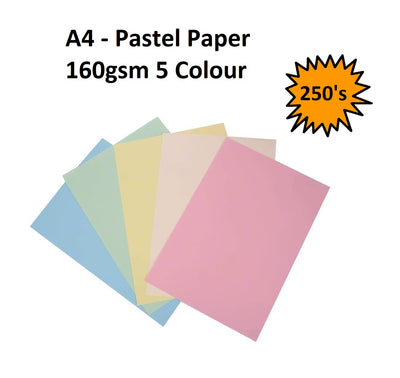 A4 - Pastel 5 Colour Card 160gsm - 250's