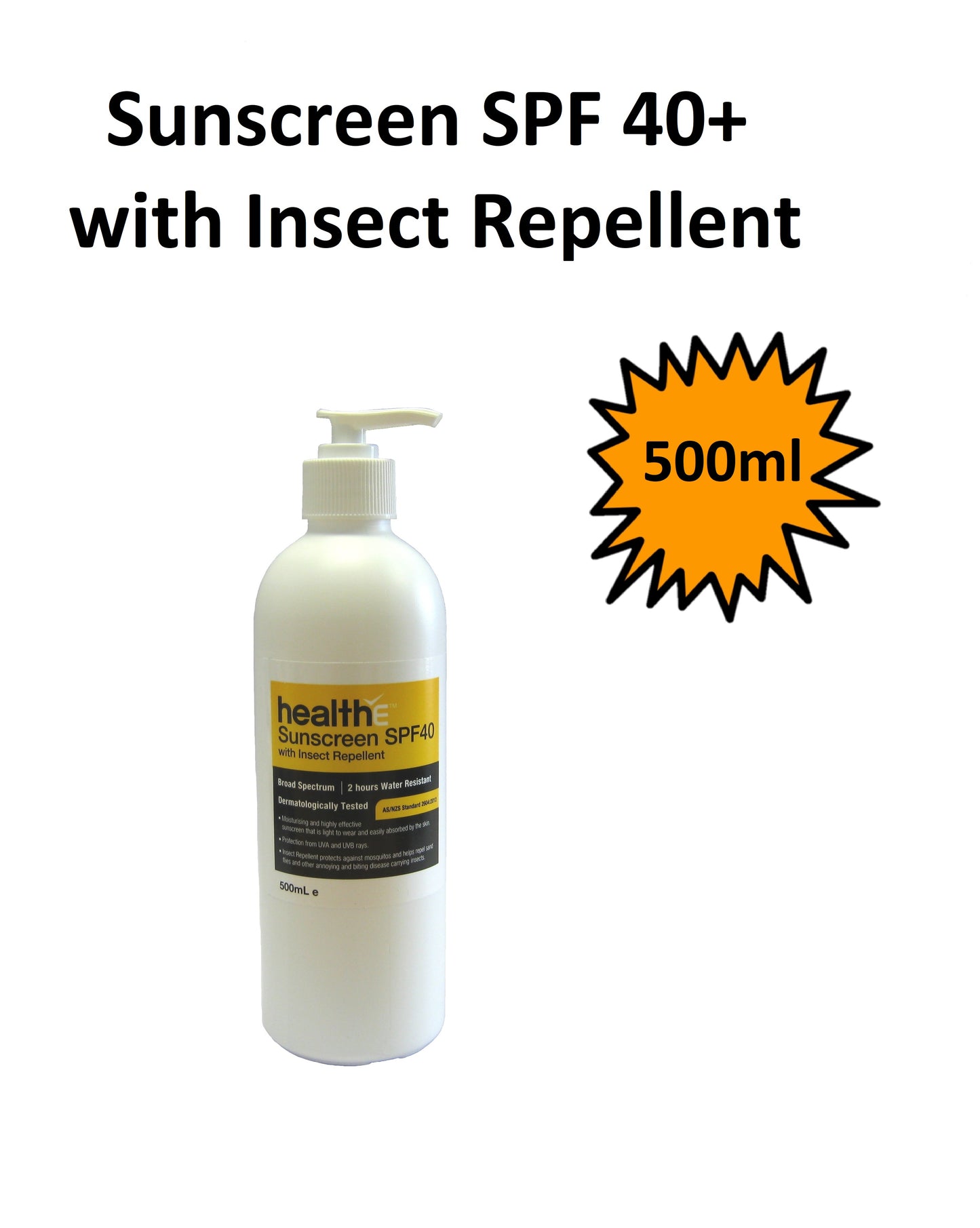 Sunscreen With Insect Repellent SPF40 500ml pump