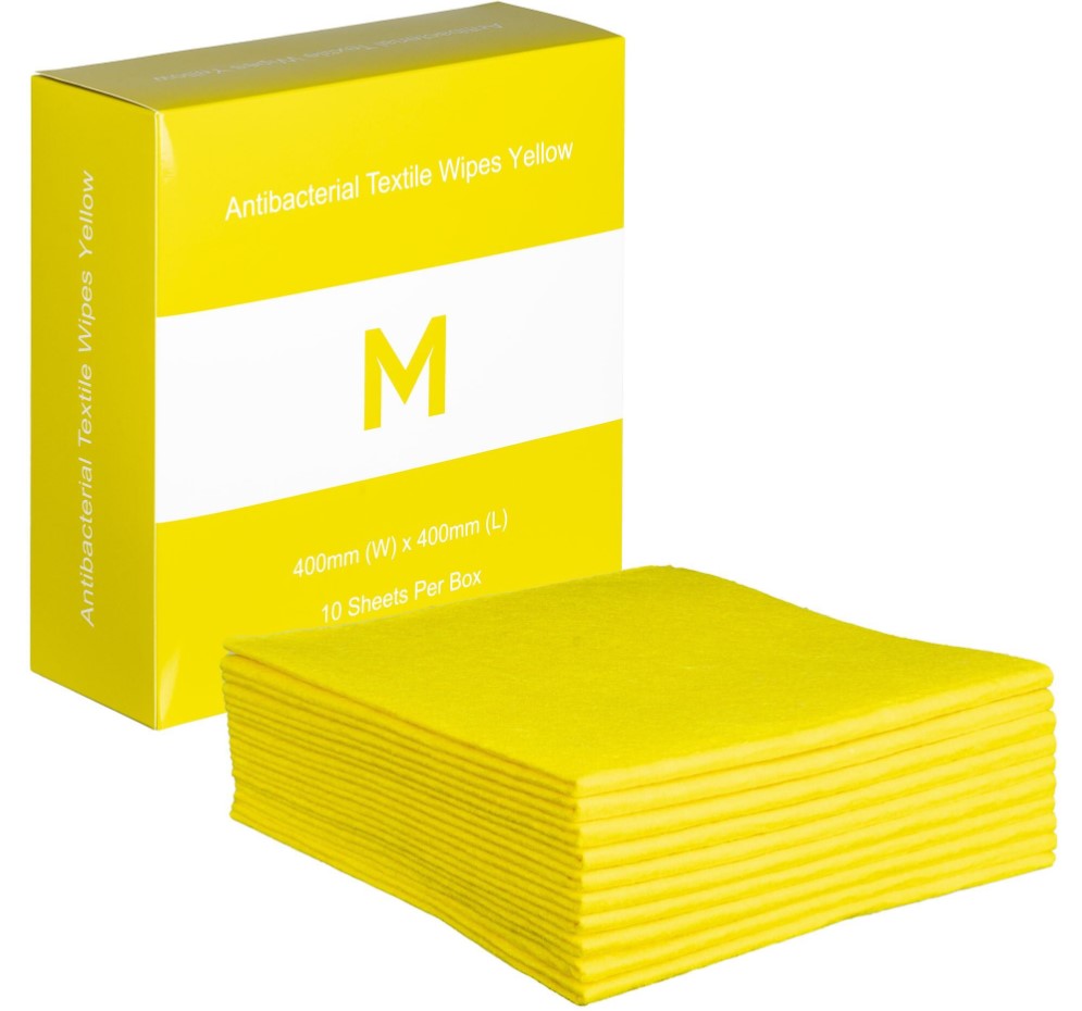 Yellow - Antibacterial Textile Wipes (10 sheets)