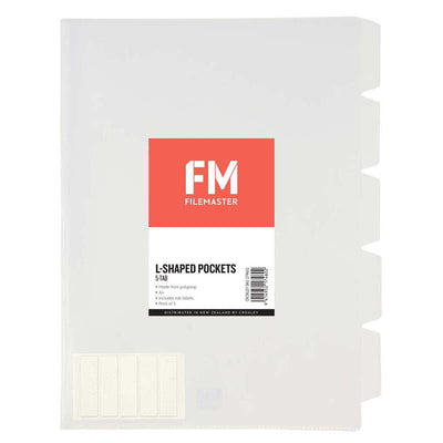 L Shaped 5 Tab Dividers - Clear (sold singly)