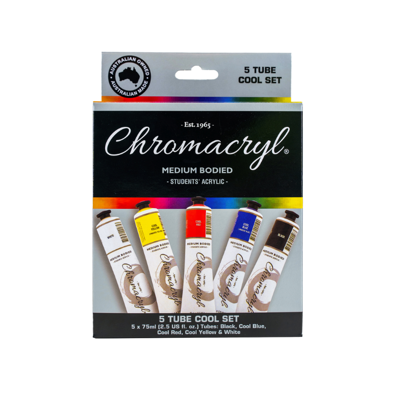 Chromacryl Acrylic Paint Set 75mL (Set of 5 Cool)