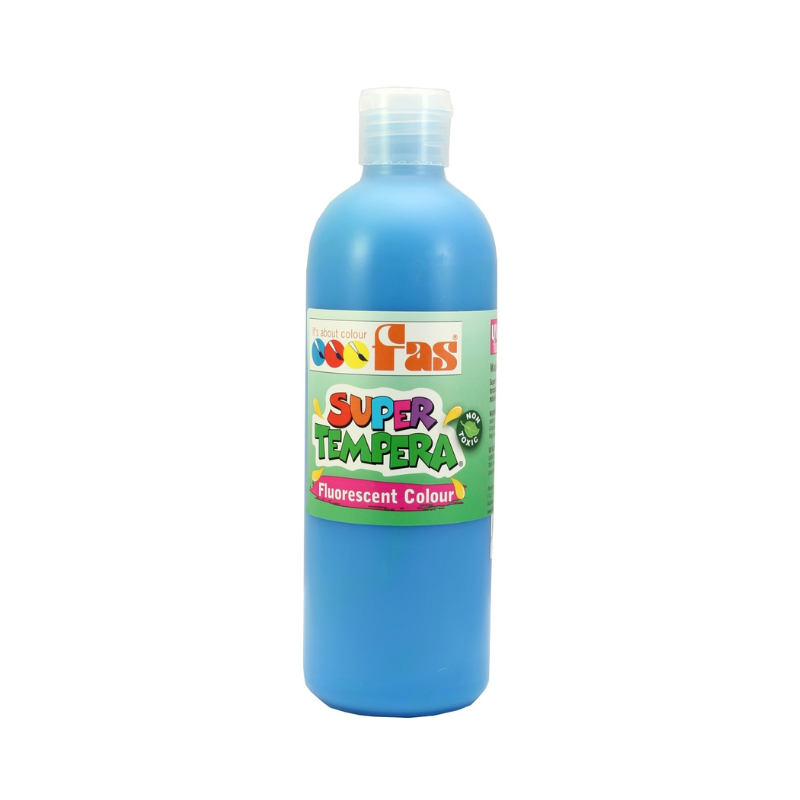 Fluoro Blue 500mL - FAS Super Tempera Poster Paint
