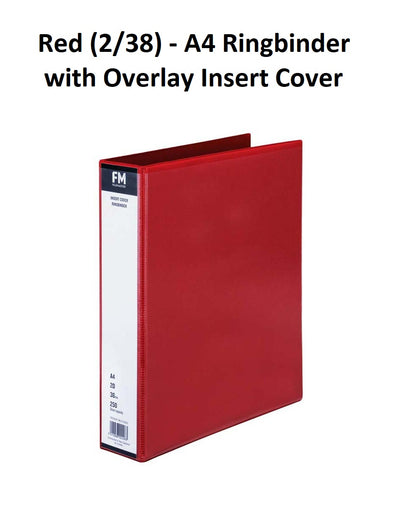 Red (2/38) - A4 Ringbinder with Overlay Insert Cover