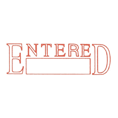 Self Inking Office Stamp - Entered Date Red