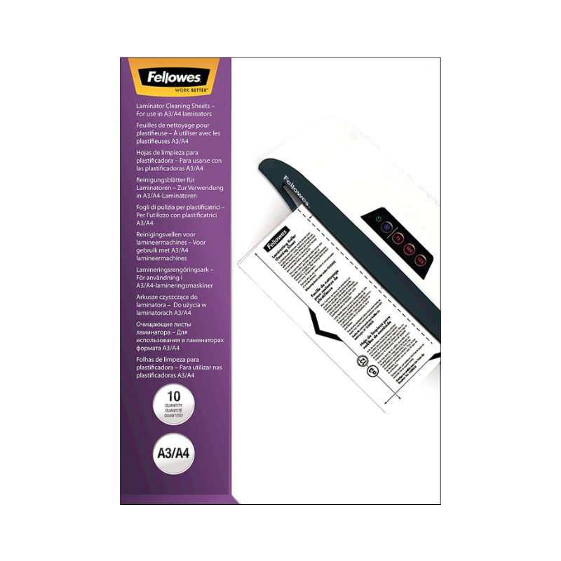 A4 Fellowes Laminator Cleaning and Carrier Sheets - Pack of 10