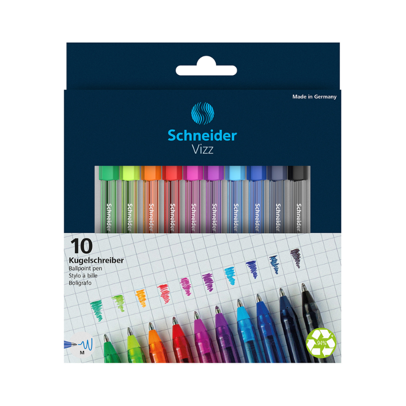 Schneider Vizz Ballpoint Pens - Wallet of 10 Assorted Colours